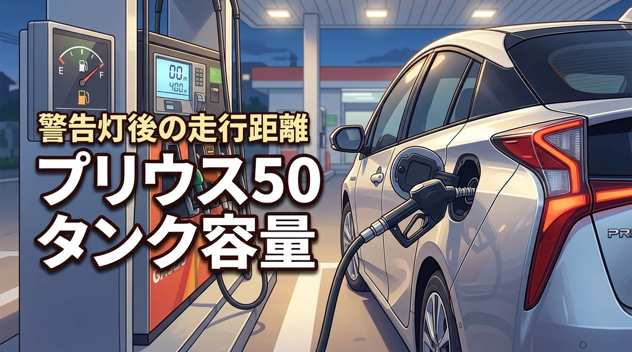 プリウス50のタンク容量は？燃料警告灯が点灯した後の残量や走行可能距離を解説